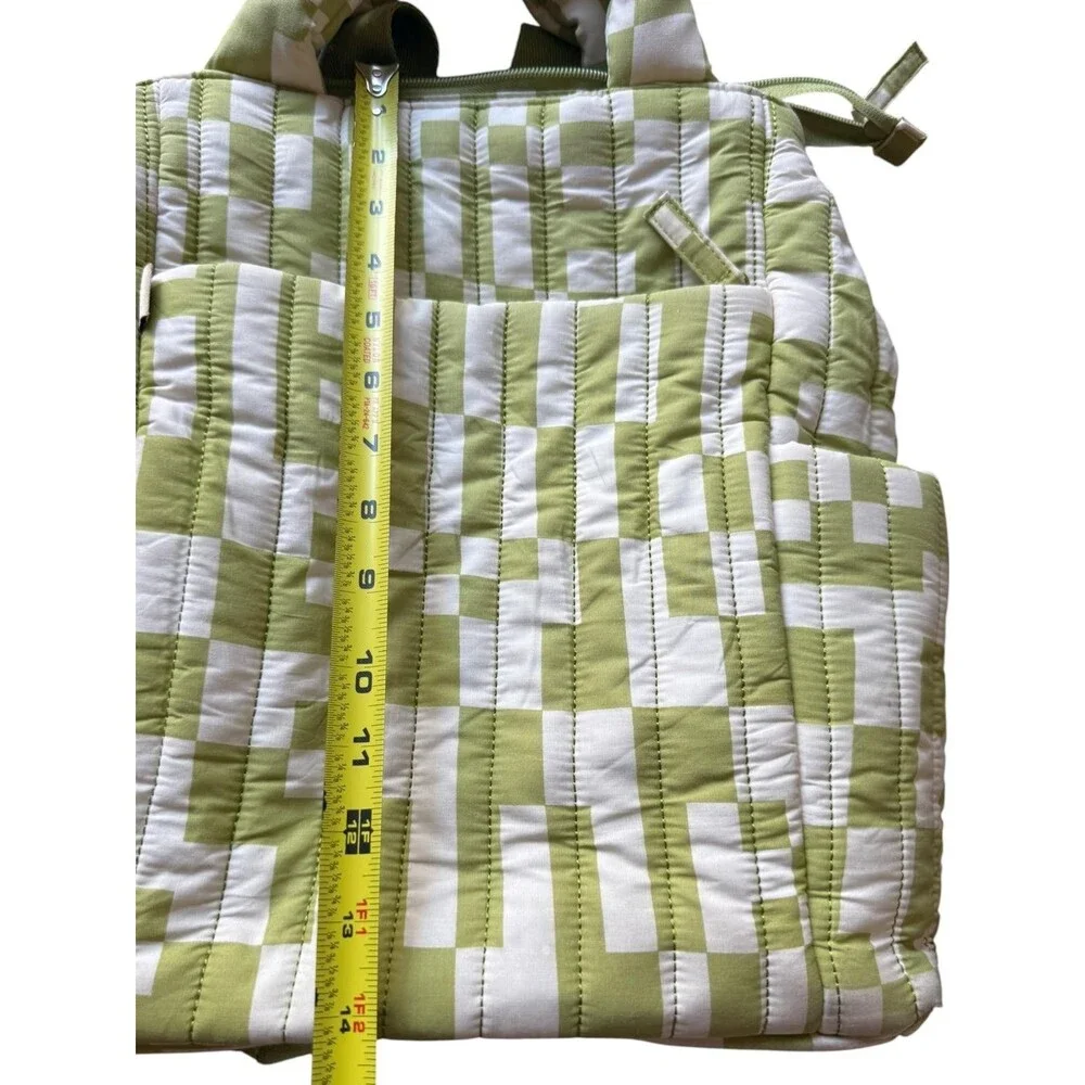 BEIS The Backpack Tote Play Date Green Check Convertible Diaper Bag